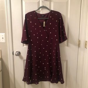 NWT Madewell Silk Flutter-Hem Dress in Star Mix